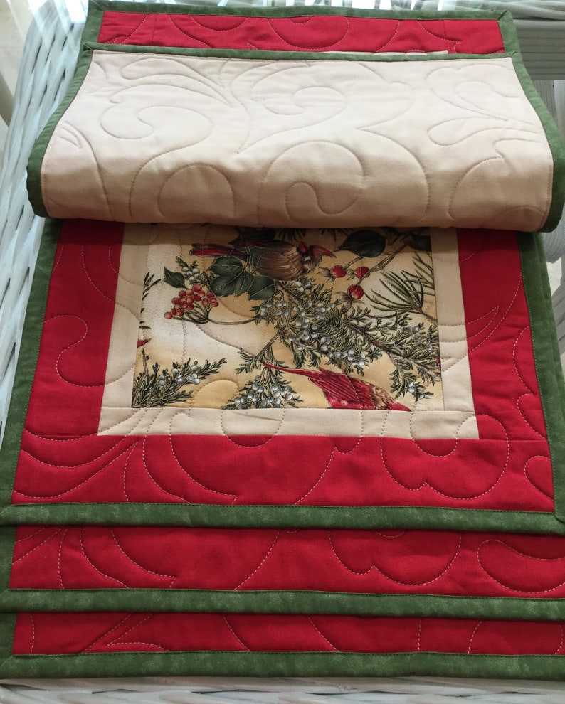 Quilted Placemats Table Placemats Holiday Placemats Handmade Placemats Ready to ship,Christmas Placemats Set of 4. Cardinals Placemats