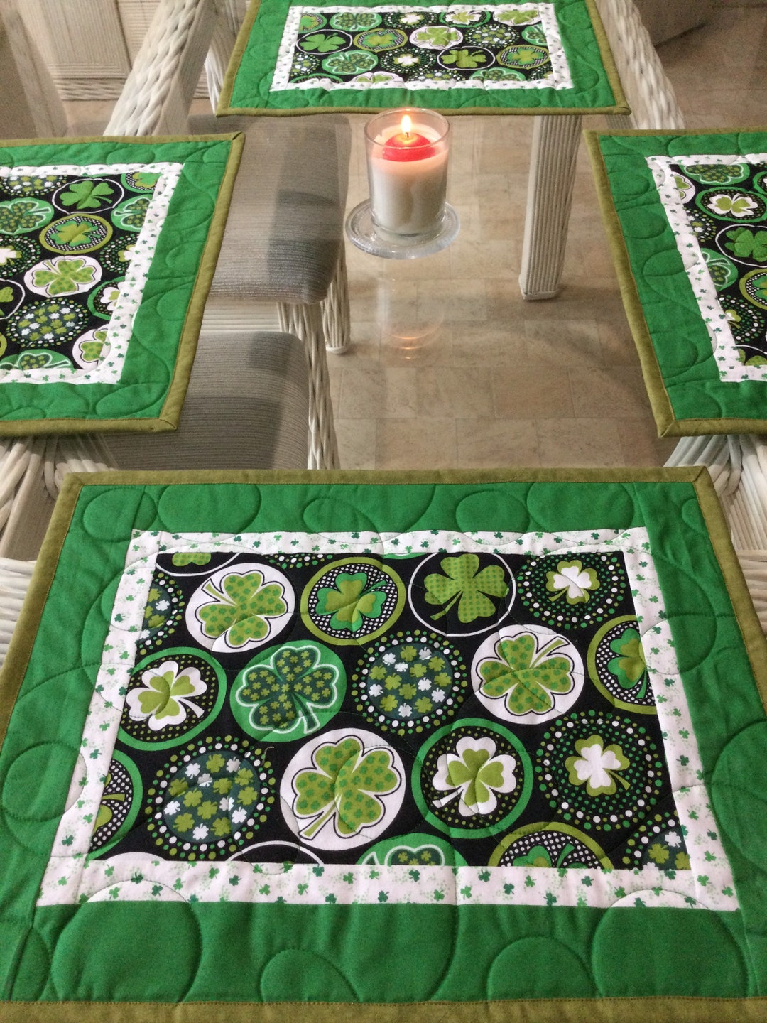 St.patrick's Day Placemats Quilted Placemats Table Etsy