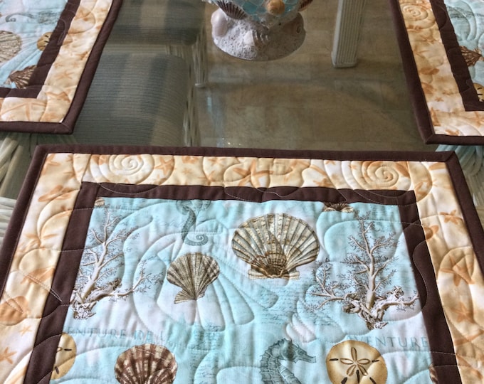 Quilted Placemats,sea Shells Placemats,placemats for Table, Beachy