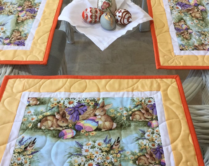 Easter Placemats, Quilted Placemats, Mats for Easter, Spring Placemats