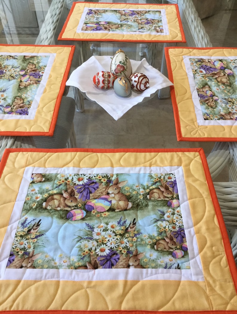 Easter Placemats Quilted Placemats Mats for Easter Spring Etsy