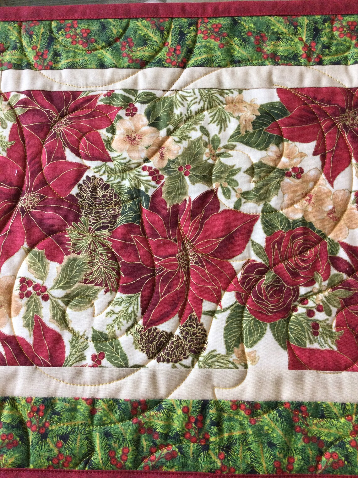 Poinsettias Placemats Quilted Placemats Christmas Decor for Etsy