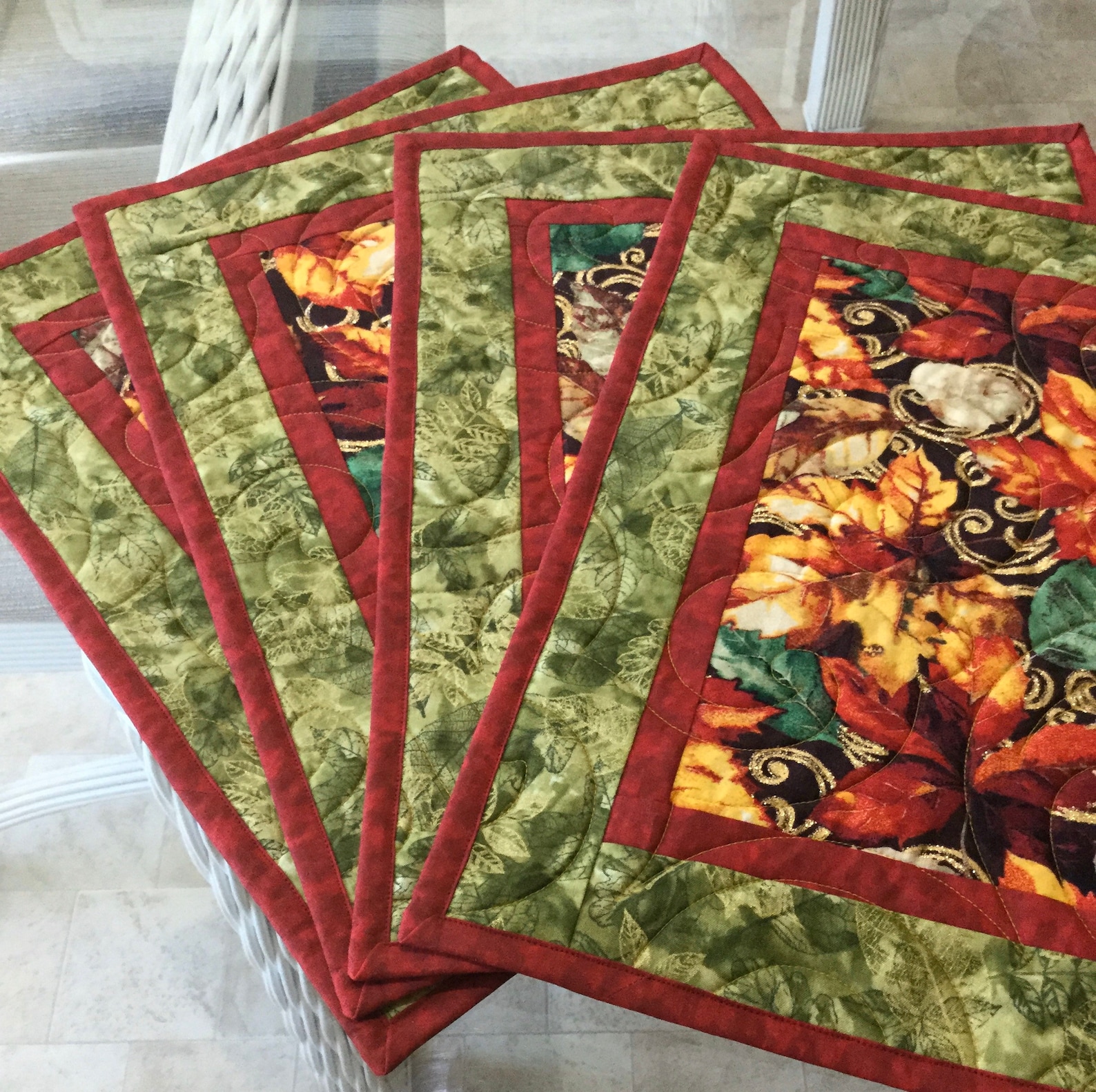 Quilted Placemats Fall Placemats Autumn Table Decor Fall Etsy