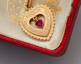 Rare Vintage French 18ct Gold Heart Charm