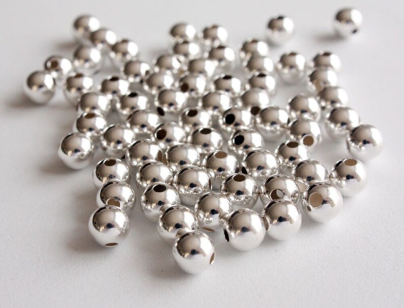 4 Mm Silver Spacer Bead Gold Round Beads Metal Shiny Chunky Etsy