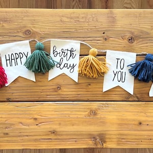 Alles Gute zum Geburtstag Banner | Helle Farben | Junge | Mädchen | Baby | Kind | Wiederverwendbar | Stoff
