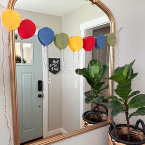 Alles Gute zum Geburtstag Banner Ballons | Helle Farben | Filz | Junge | Mädchen | Baby | Kind | Wiederverwendbar | Stoff