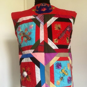 Unusual 1960's bohemian novelty vintage waistcoat with intricate insect embroidery.