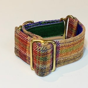 Scottish Wool Tweed Check  Martingale Collar 1.5"/38mm