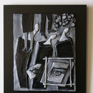 Ceramic Decorative Tile carousel, Low Relief Sculptural Wall Art