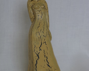 Female figure "Standing woman", modern figurative ceramic artwork, abstract sculpture