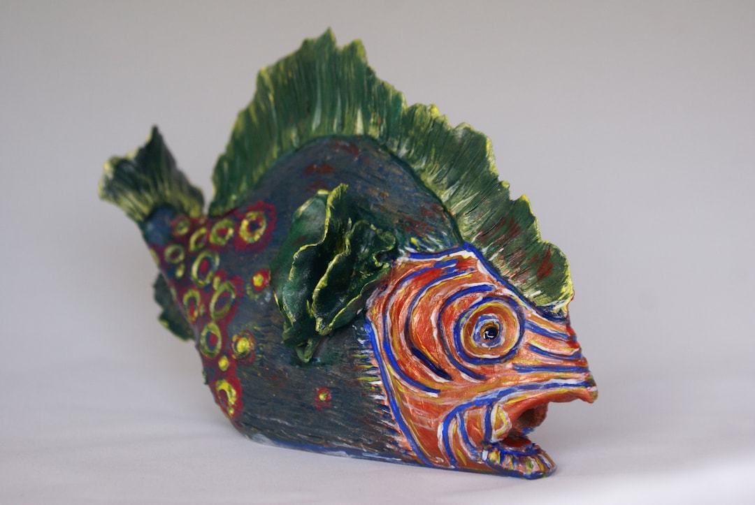 Decorative Ceramic Sculptural Fish Statuette, 