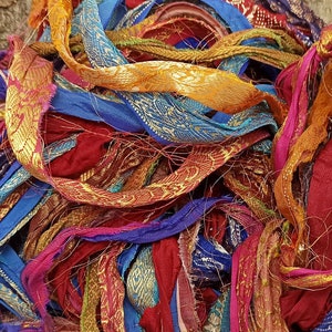5 metri di nastri con bordi decorati in broccato di seta indiana, nastri per macrame, uncinetto, tessitura, junk journal