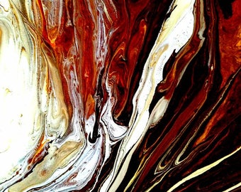 Sold When Art and Science Collide poured painting by Pamela Henry copper bronze gold tan brown geode geology art liquid art sparkly