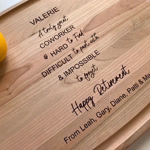 Retirement Gifts,Retirement Gift Coworker, Client Appreciation Gift, Personalized Retirement Gift, Retirement Cutting Board, Gift for Boss
