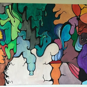 Psychedelic Art, Acrylic, Gouache, Painting, Canvas, Original Art, Colorful, Bold, Surrealism, Abstract