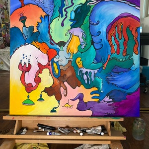 Oversized Painting Art, Psychedelic Art, Acrylic, Gouache, Painting, Canvas, Original Art, Colorful, Bold, Surreal, Abstract