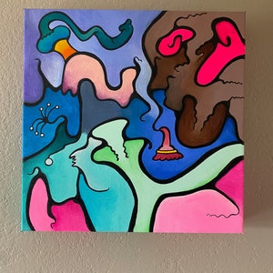 Painting, Art, Psychedelic Art, Acrylic, Gouache, Painting, Canvas, Original Art, Colorful, Bold, Surreal, Abstract, wall art, small
