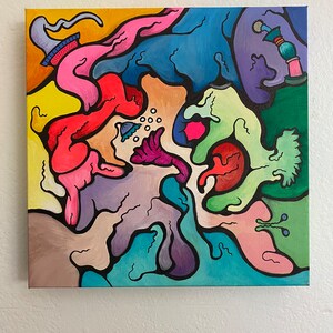 Painting, Art, Psychedelic Art, Acrylic, Gouache, Painting, Canvas, Original Art, Colorful, Bold, Surreal, Abstract, wall art, small