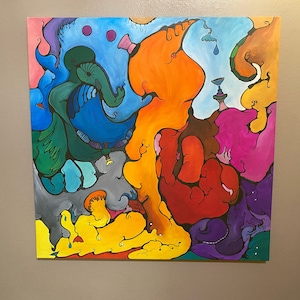 Oversized Painting Art, Psychedelic Art, Acrylic, Gouache, Painting, Canvas, Original Art, Colorful, Bold, Surreal, Abstract