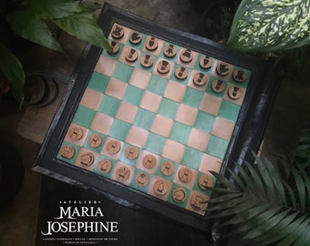 Leather travel Chess and checkers.