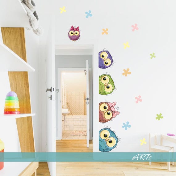 Wall Sticker Owls Around The Door 3592f