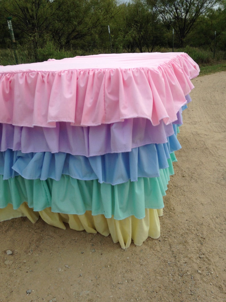 Pastel colored ruffled tablecloth Etsy