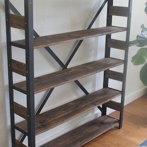 Industrial Reclaimed Wood Bookcase Handmade, Book Shelf - &quot;The Watson&quot;, Modern, Industrial, Farmhouse, Rustic, Angle Iron
