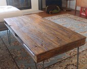 Reclaimed Wood Coffee Table on Hairpin Legs - READY to Ship - Pallet Style with Cubby, Storage, Mid Century, Industrial, Farmhouse, Rustic