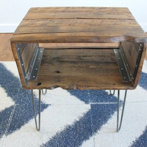 Reclaimed Wood Nightstand, with Drawer Option, The "Holland" Nightstand, Rustic, Industrial, Modern, Mid Century, Farmhouse