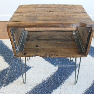 Reclaimed Wood Nightstand, with Drawer Option, The &quot;Holland&quot; Nightstand, Rustic, Industrial, Modern, Mid Century, Farmhouse