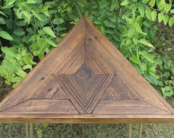 Reclaimed Wood Triangle Side Table "The Goddess" - Mid Century, Modern, Rustic, Goddess
