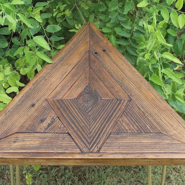 Reclaimed Wood Triangle Side Table "The Goddess" - Mid Century, Modern, Rustic, Goddess