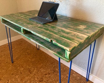 Reclaimed Wood Kids Desk on Hairpin Legs with Custom Colors - The Newton - Rustic, Mid Century, Farmhouse