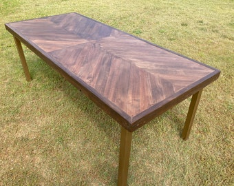 Mirrored Chevron Reclaimed Wood Dining Table - Made to Order, Farmhouse, Chevron, herringbone