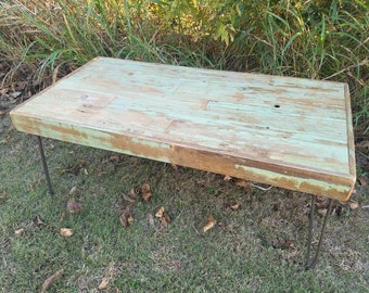 Farmhouse Style Reclaimed Wood Coffee Table on Hairpin legs - Rustic, modern, mid century