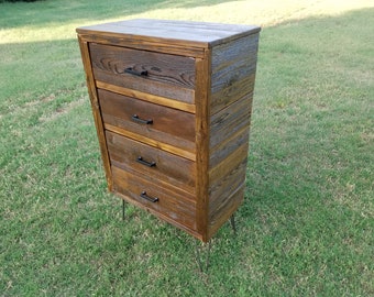 Reclaimed Wood Dresser with 4 Drawers "The Ore" - Rustic, Mid Century, Modern