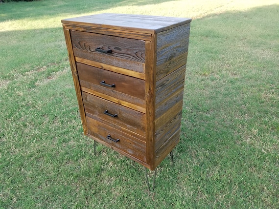 modern reclaimed wood dresser White + Wood 6-Drawer Dresser / Textured Finish