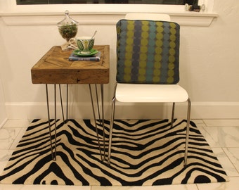 Chevron Reclaimed Wood Side Table on Hairpin Legs "The Catherine", Rustic, Mid Century, Modern