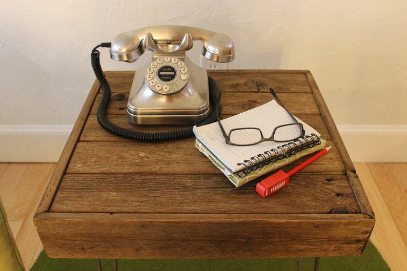 Reclaimed Wood Side Table on Hairpin Legs The Eva, Mid Century, Rustic, Modern, End Table image 2