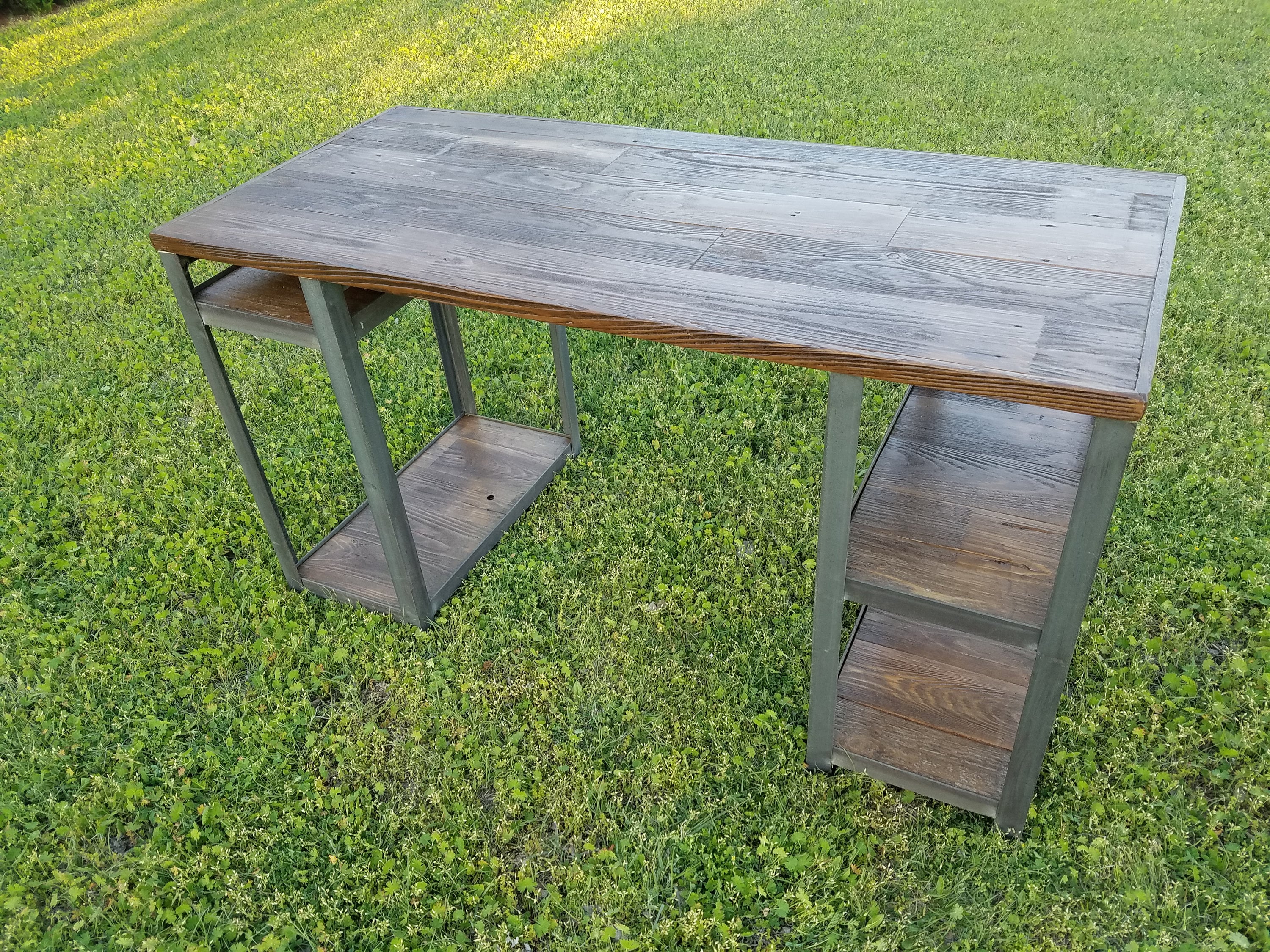Industrial Reclaimed Wood Desk With Metal Frame - the Abbey - Rustic ...