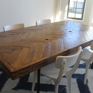Herringbone Reclaimed Wood Dining Table - Made to Order, Farmhouse, Chevron