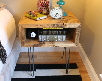 Yankee Nightstand, Rustic, Mid Century, Industrial, Cubby, Storage, Side Table