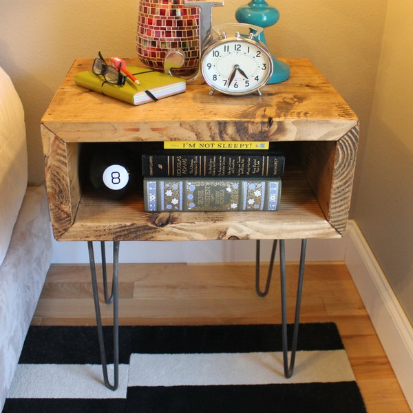 Yankee Nightstand, Rustic, Mid Century, Industrial, Cubby, Storage, Side Table