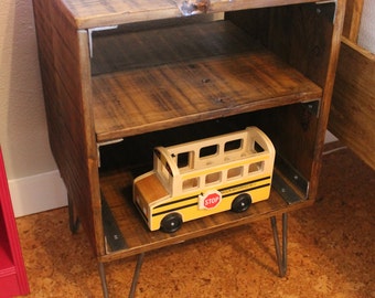 Reclaimed Wood Nightstand - The "Woodrow", Rustic, Industrial, Modern, Mid Century, Farmhouse, end, side