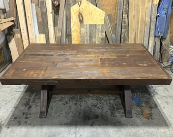 Ready to Ship Reclaimed Wood Dining Table – Modern Farmhouse X Legs
