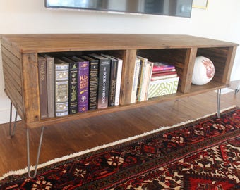 Reclaimed Wood Media Console – Rustic TV Stand with Steel Legs