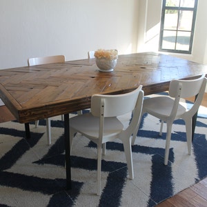 Herringbone Reclaimed Wood Dining Table Made to Order, Farmhouse, Chevron image 2