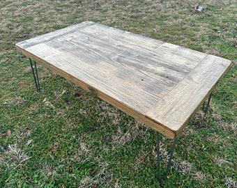 Reclaimed Wood Coffee Table - READY TO SHIP - On Hairpin legs