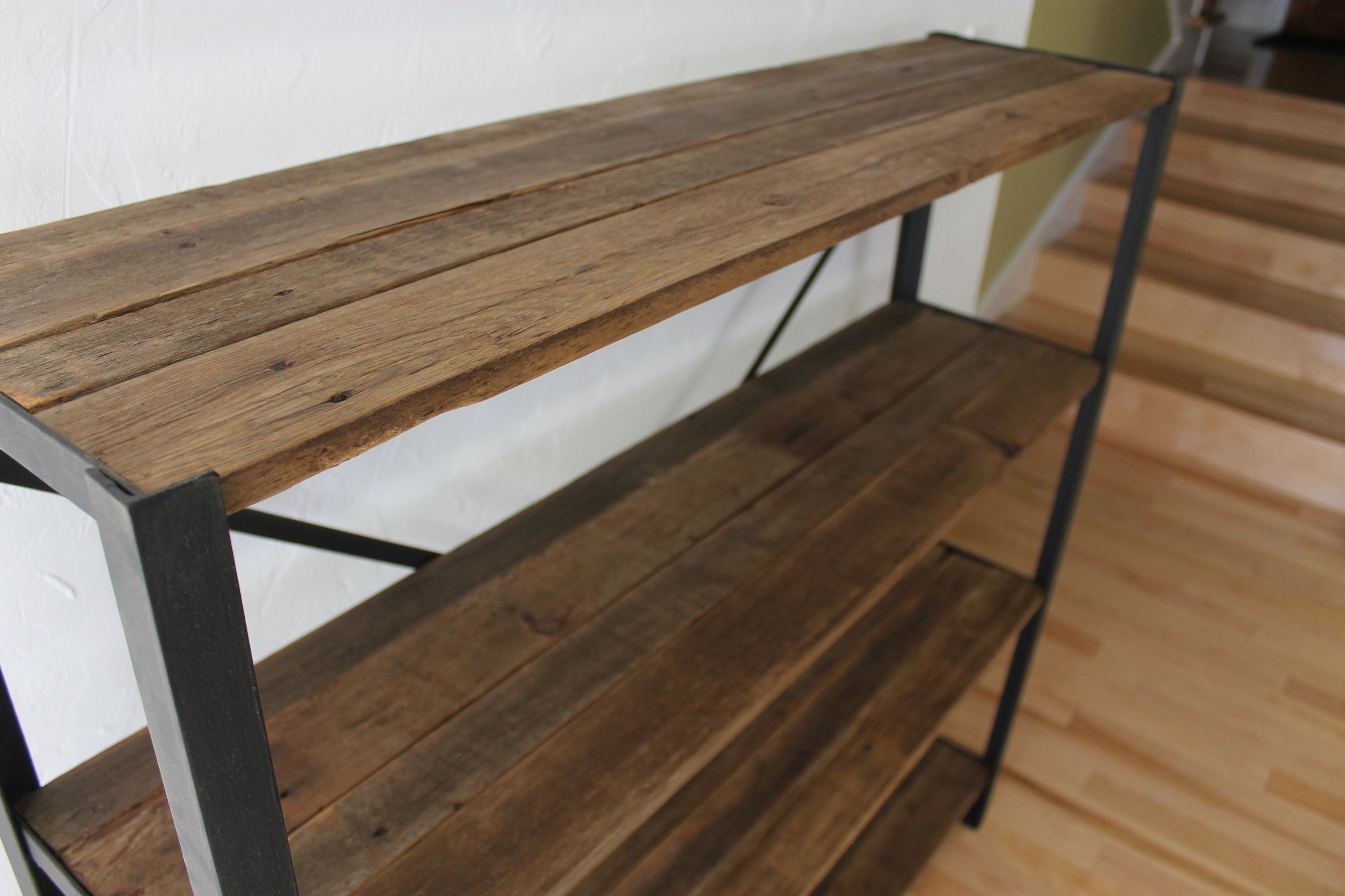 Handmade Reclaimed Wood Bookcase, Industrial Farmhouse Shelving - Etsy